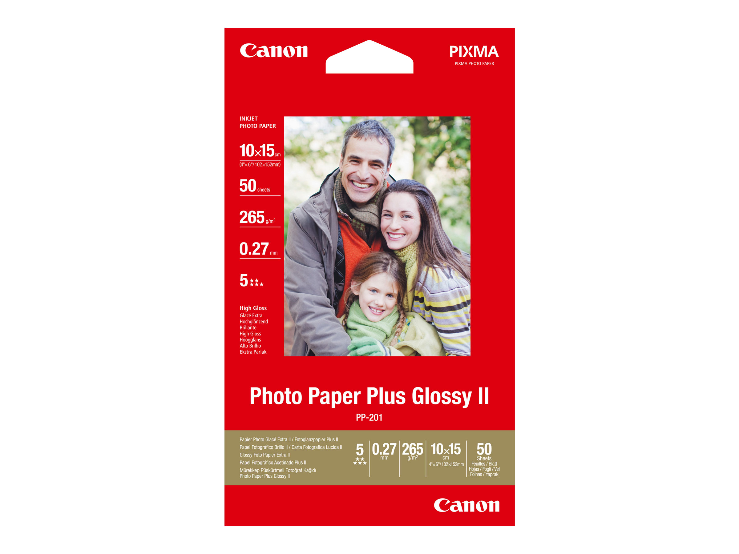 0a646edc-7beb-4dd1-8533-de98ab62168b Canon Photo Paper Plus Glossy II PP-201 - fotografski papir - sijajni - 50 listov - 100 x 150 mm - 260 g/m² - slika 1