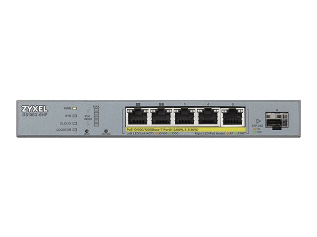 13ebc2d1-bb32-4c86-b788-7adc0715f0a3 Zyxel GS1350-6HP - stikalo - 6 vrat - pametno - slika 1