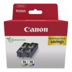 Canon CLI-36 Color Twin Pack - 2-Pack - Barva (cianova, škrlatna, rumena) - originalno - črnilni vložek