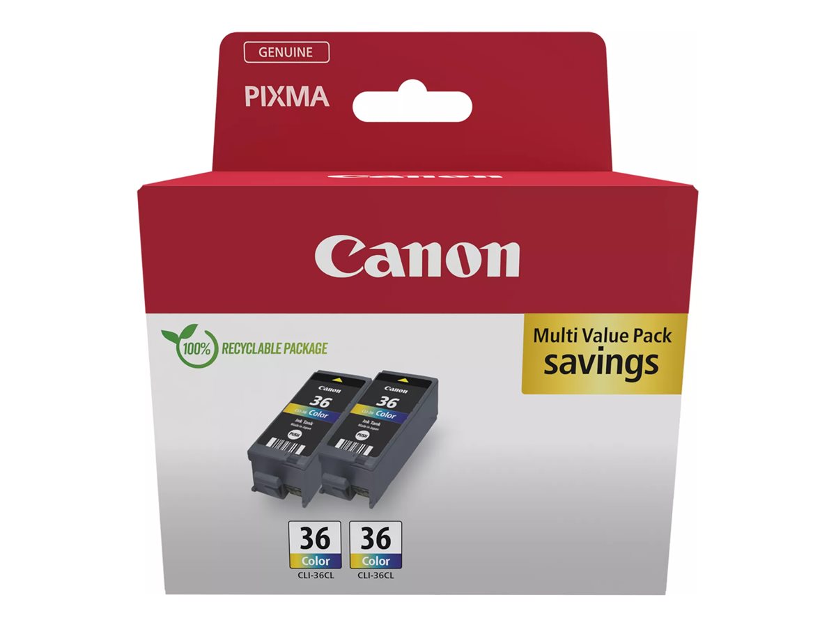 1bbc240f-e68b-4401-9a15-e4a897d278fe Canon CLI-36 Color Twin Pack - 2-Pack - Barva (cianova, škrlatna, rumena) - originalno - črnilni vložek - slika 1