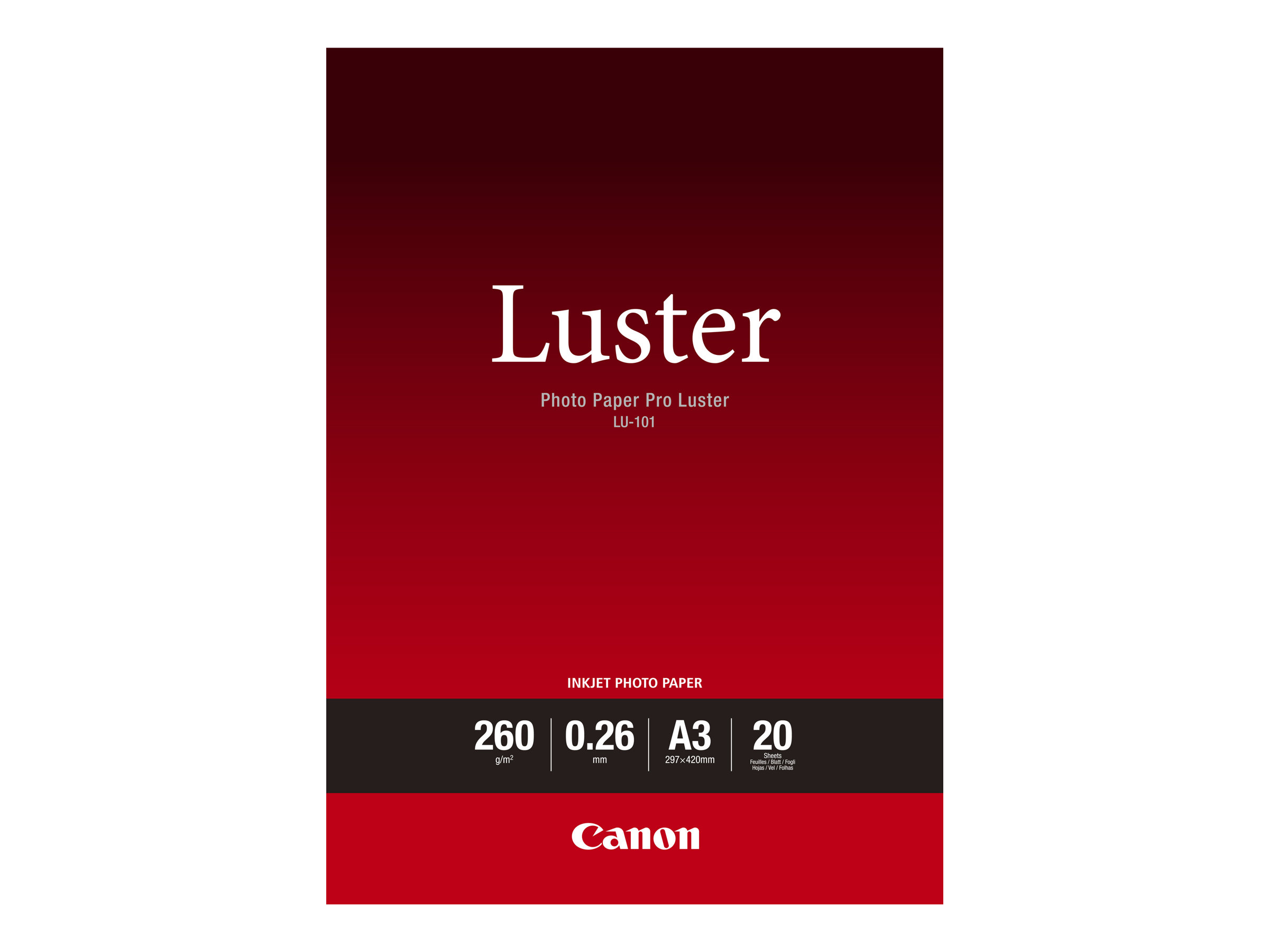 1f511676-72e2-4e16-bacf-496927e5548d Canon Photo Paper Pro Luster LU-101 - fotografski papir - lesk - 20 listov - A3 - 260 g/m² - slika 1