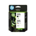 HP 305 - 2-paket - črna, barva (cian, magenta, rumena) - original - kartuša s črnilom