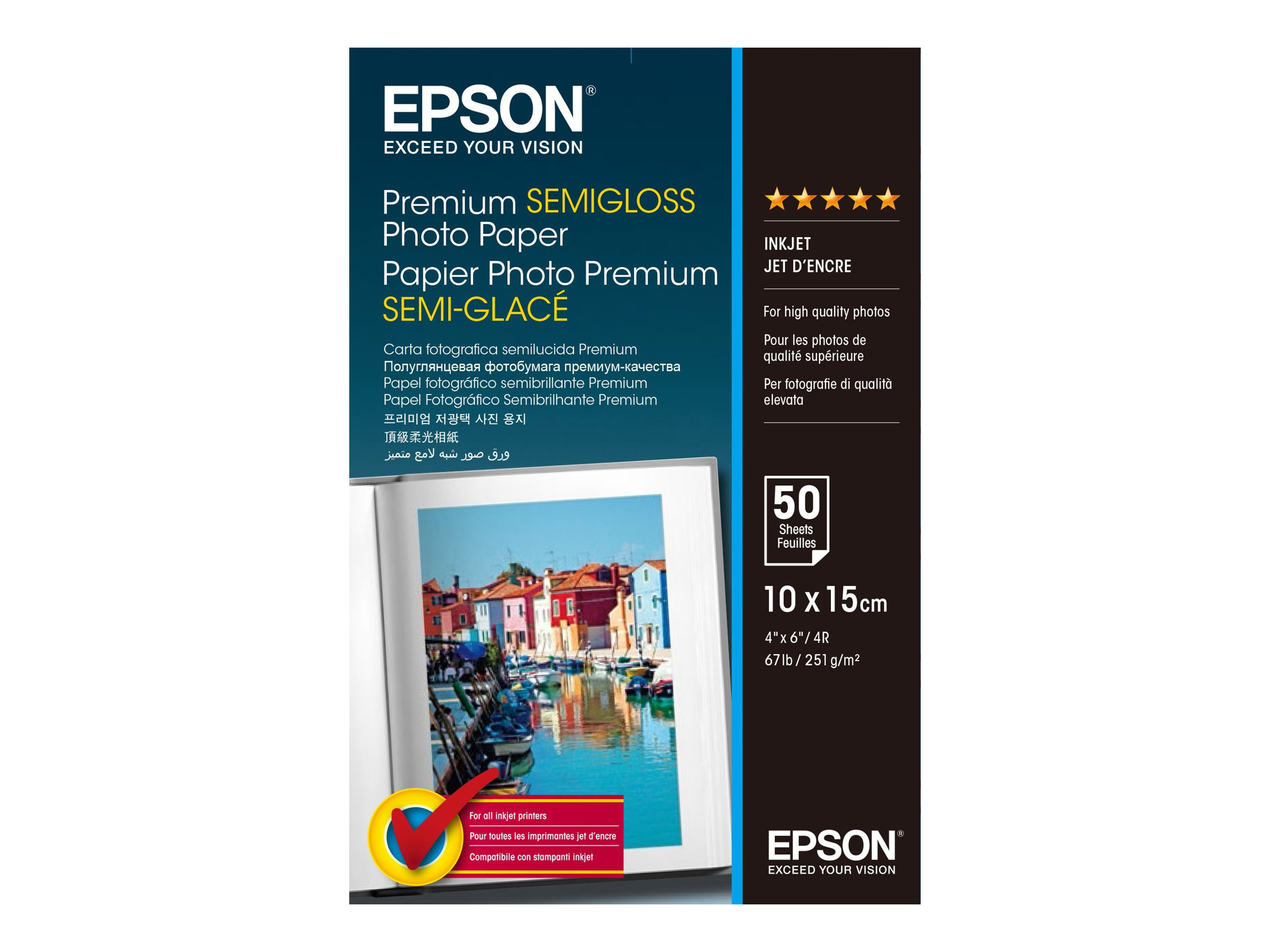 5badfb79-e4a1-4384-95bd-2538116570d3 Fotografski papir Epson Premium Semigloss - fotografski papir - polsijajni - 50 listov - 100 x 150 mm - 251 g/m² - slika 1