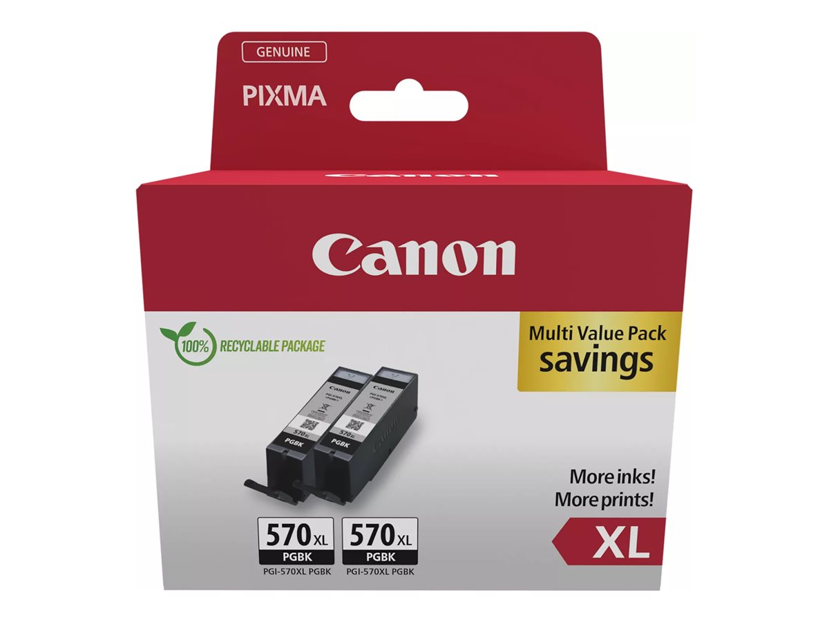 86e9bd2d-a9ff-495e-a7fb-a54eed2accb3 Canon PGI-570PGBK XL Twin Pack - 2-paket - XL - črna - originalni - črnilni vložek - slika 1