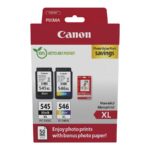 Canon PG-545XL/CL-546XL Photo Paper Value Pack - 2-paket - High Performance - črna, barvna (cianova, škrlatna, rumena) - originalna - kartuša s črnilom/komplet za papir