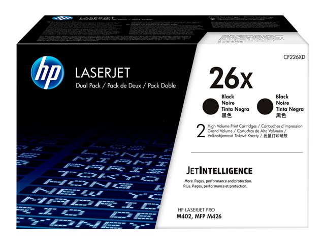 d55ba704-ba74-4968-b097-7684b89963e0 HP 26X - 2-pakiranje - Visok donos - črna - originalna - LaserJet - kartuša s tonerjem (CF226XD) - slika 1