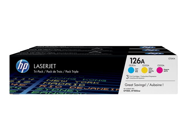 f62edfcb-868d-44d1-a8d9-acc39ae4772f TONER HP 126A BARVNI CYAN, MAGENTA, RUMEN TRI PACK 3X 1.000 STRANI - slika 1