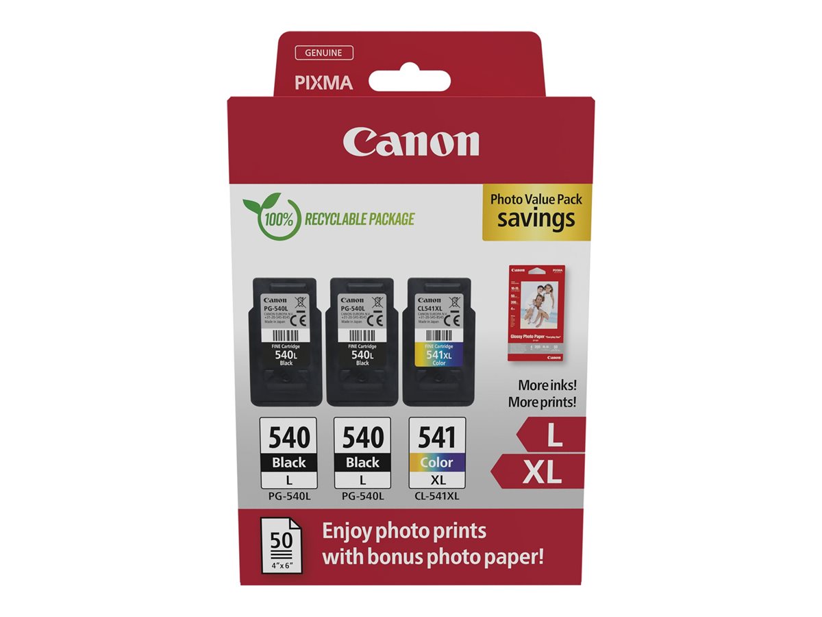 f91009ab-9386-43df-b79f-d73e059f5e7b Canon PG-540L x2/CL-541XL Photo Paper Value Pack - 2-paket - črna, barvna (cianova, škrlatna, rumena) - originalno - kartuša s črnilom/komplet za papir - slika 1