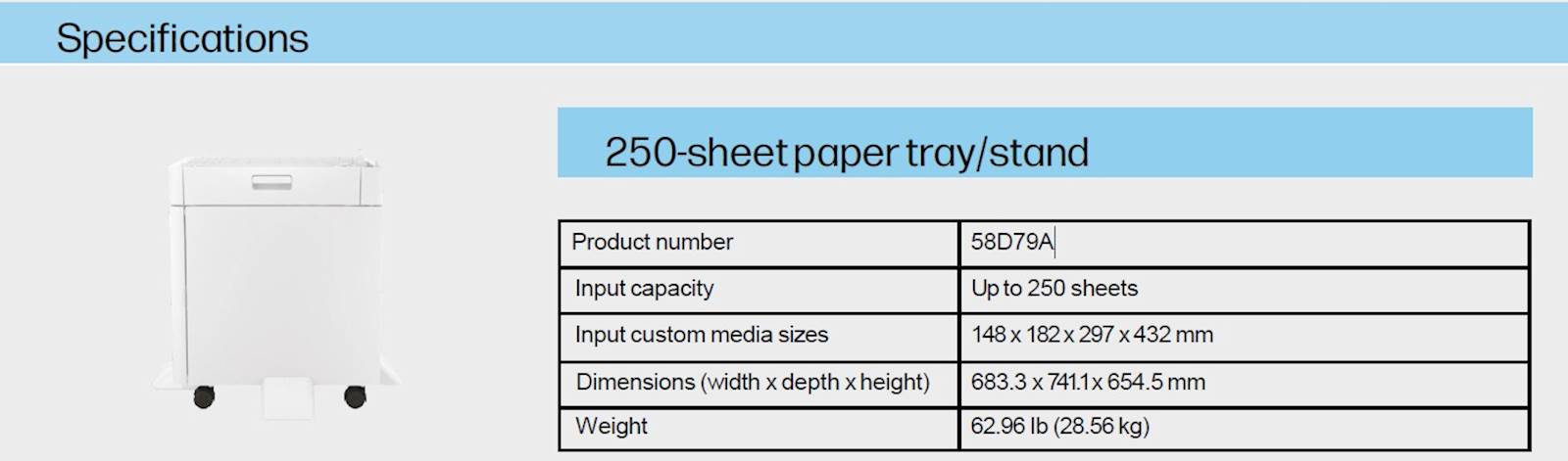 174349 HP LaserJet 250 Sheet Paper Tray/Stand - slika 1