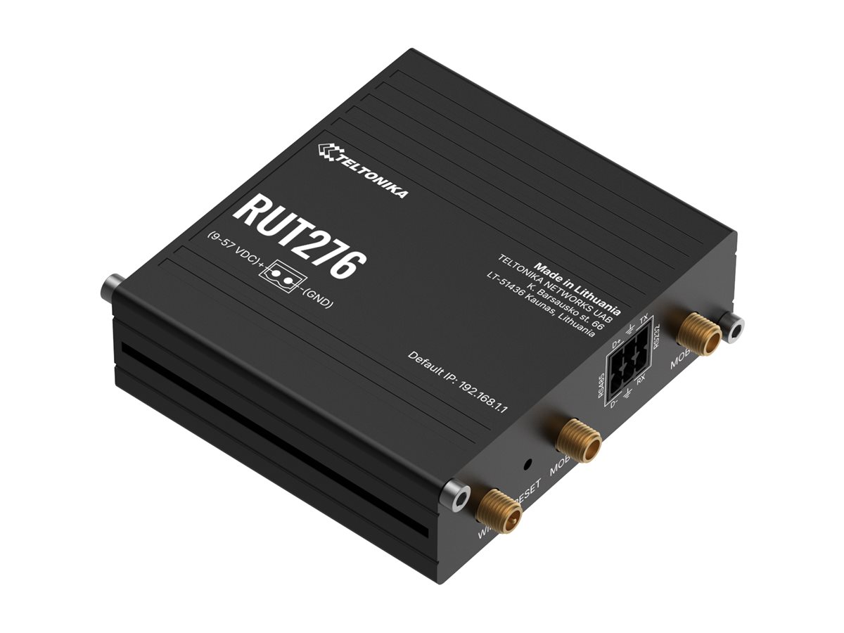 4de43922-1a73-4f56-be9d-2aef766010bc Teltonika RUT276 - brezžični usmerjevalnik - WWAN - LTE, Wi-Fi - 5G, 4G - montaža na DIN tirnice, montaža na steno, površinska montaža - slika 1