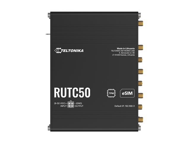 c75d1f2f-a2c9-45ce-bc5b-1f1f5402dac7 Teltonika RUTC50 - brezžični usmerjevalnik - WWAN - Wi-Fi 6 - 3G, 4G, 5G - montaža na DIN tirnice, montaža na steno, površinska namestitev - slika 1