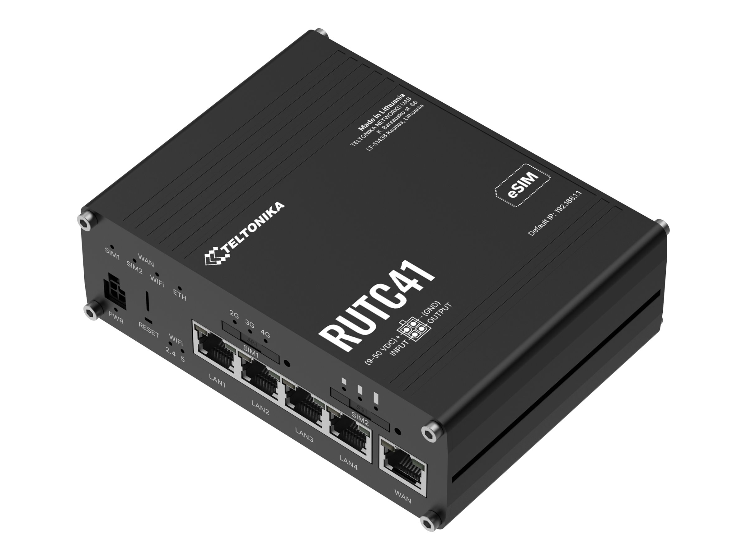 d68bb4a7-816a-42e9-b593-2c4d984212c0 Teltonika RUTC41 - brezžični usmerjevalnik - WWAN - Wi-Fi 6 - 3G, 4G, 2G - montaža na DIN tirnico, montaža na steno, površinska namestitev - slika 1