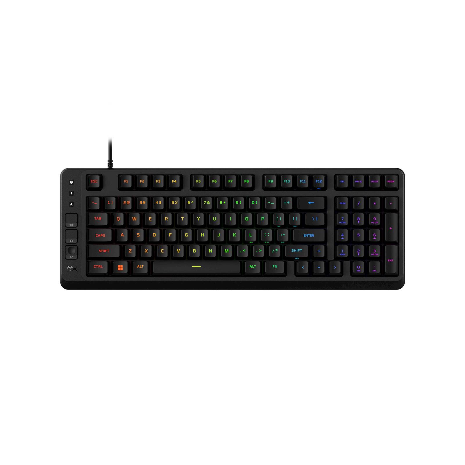 174083 Tipkovnica HP HyperX Eve 1800 za igre, membranska, črna, RGB - slika 1