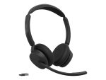 Jabra Evolve3 45 MS Stereo - slušalke - USB-A preko Bluetooth adapterja, USB-C - Microsoft Teams certificiran - Zoom certificiran - z polnilnim stojalom