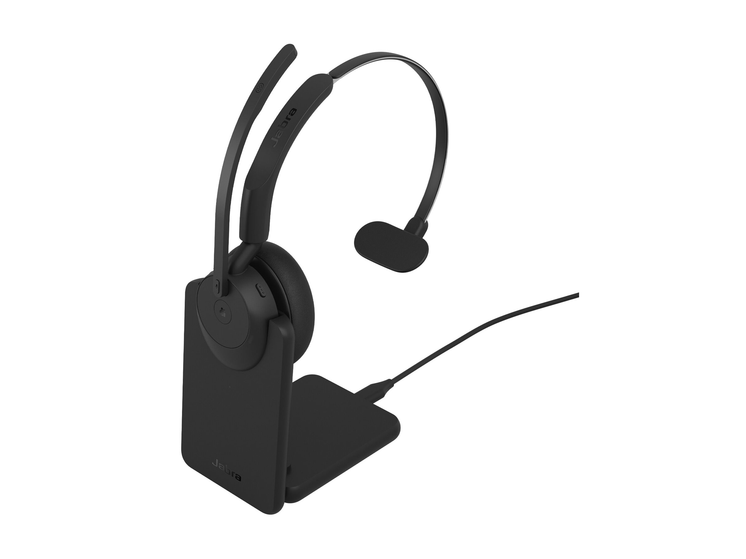 834f93e6-e169-40f5-9999-016cc2a929cb Jabra Evolve3 45 MS Mono - slušalke - USB-C preko Bluetooth adapterja, USB-C - Zoom certificiran - z polnilnim stojalom - slika 1